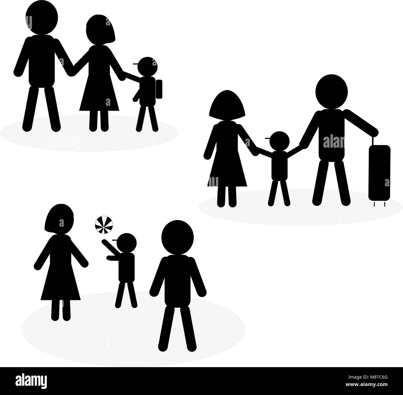 Ensemble d'icônes, faire des activités avec les parents de l'enfant Illustration de Vecteur