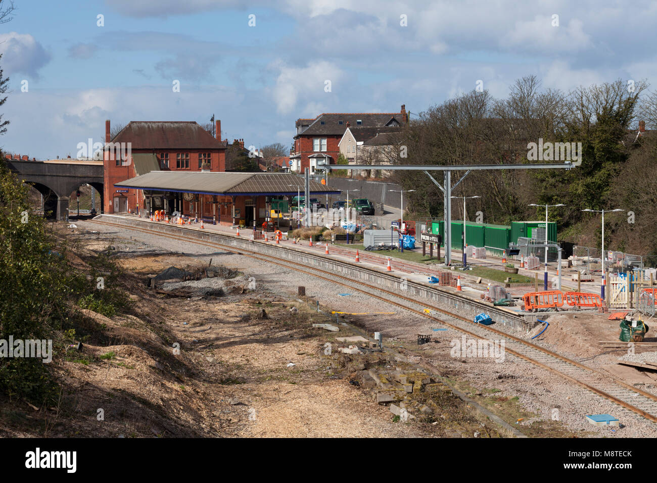 17/03/2018 Poulton Le Fylde (ligne entre Kirkham & Blackpool North en cours de reconstruction dans le cadre de l'travaux d'électrification au cours d'un blocus de 4 mois) Banque D'Images