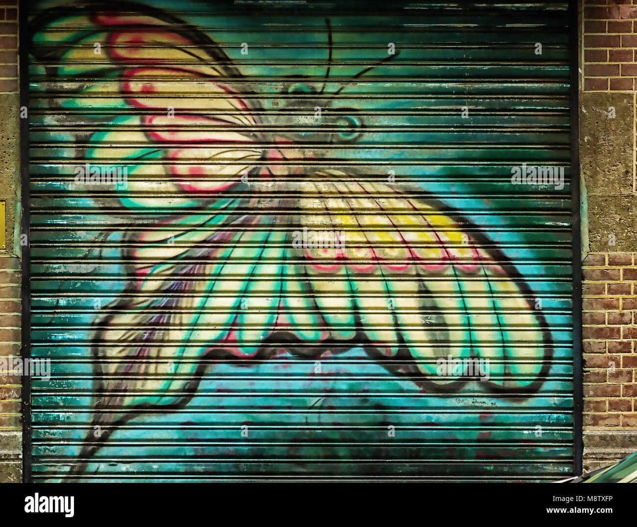 Le papillon peint sur le centre de détention Banque D'Images