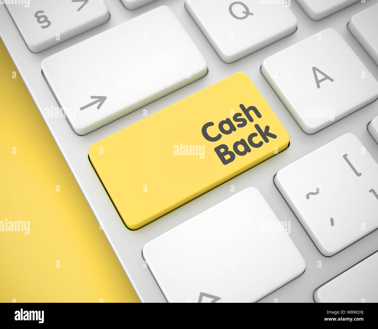 Cash Back - Message sur le bouton Clavier jaune. 3D. Banque D'Images