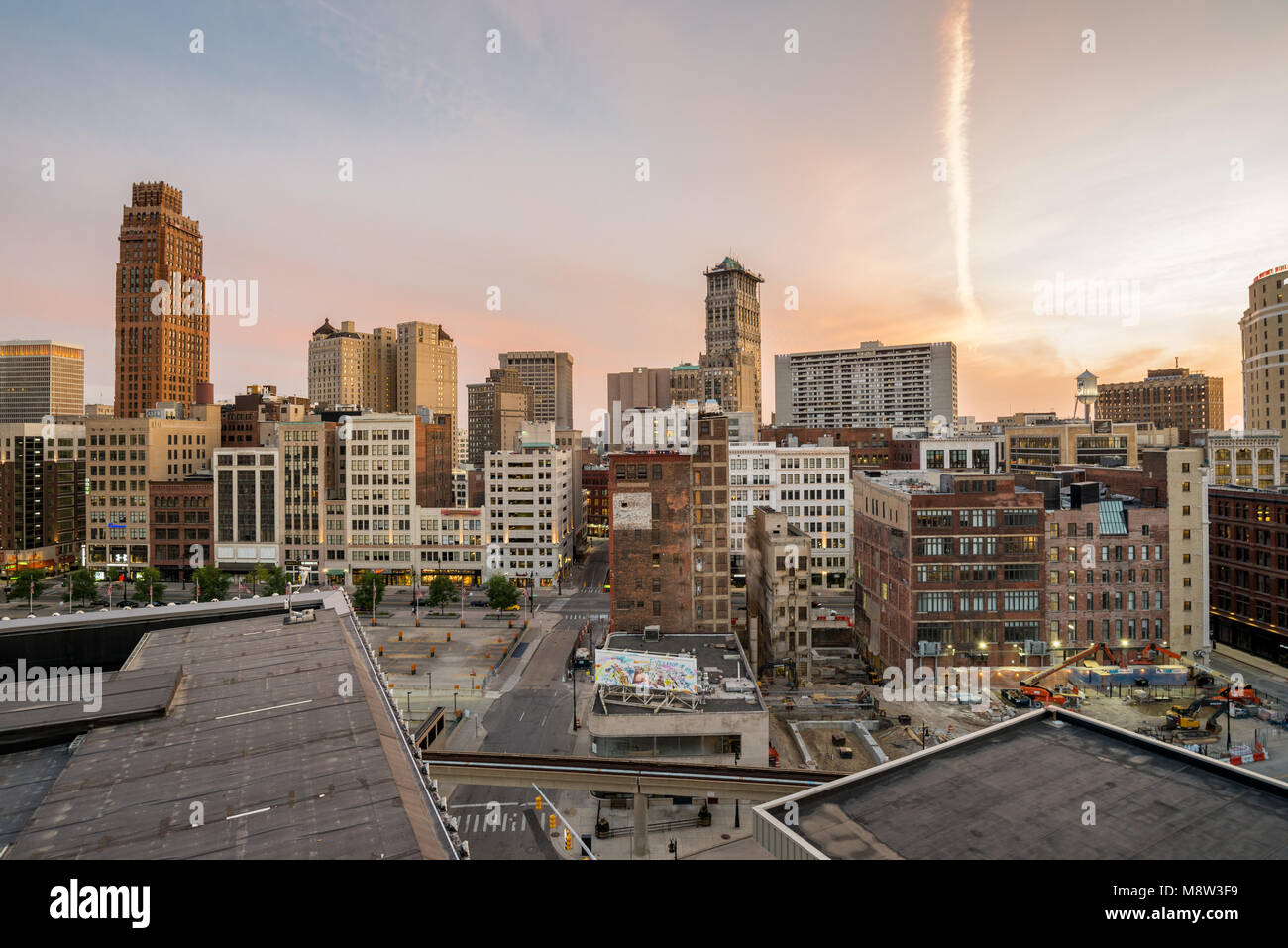 Vue sur le centre-ville de Detroit, États-Unis d'en haut Banque D'Images