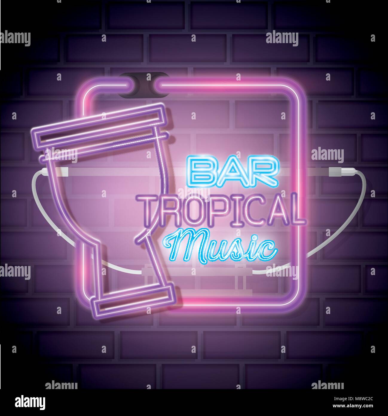 Bar tropical music label neon Illustration de Vecteur