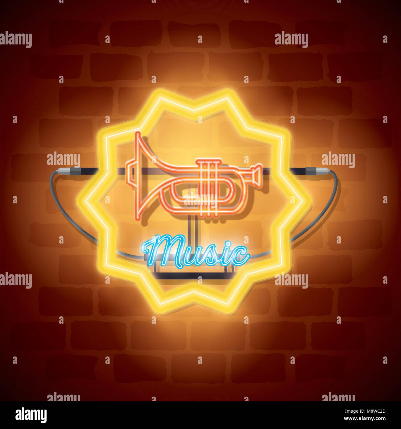 Music néon iluminated label Illustration de Vecteur