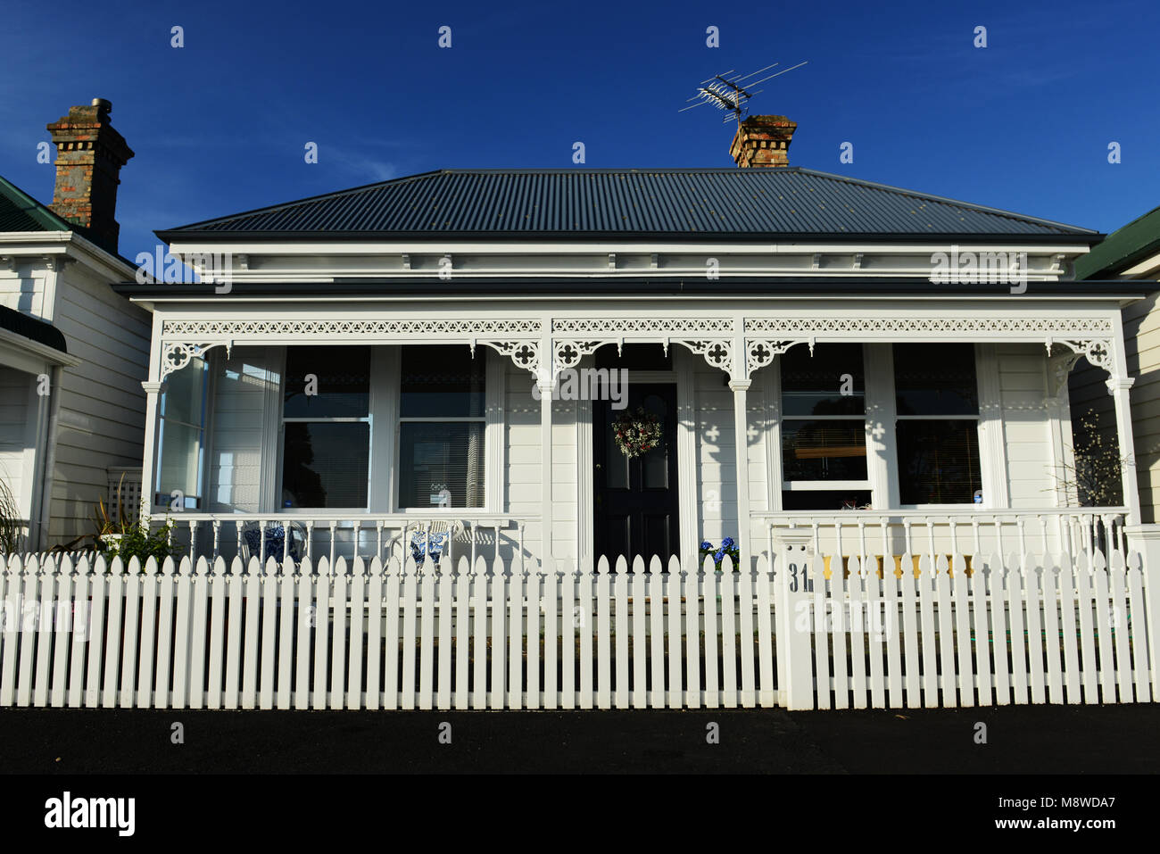 Belles vieilles maisons en bois à Devonport, Auckland, Nouvelle-Zélande. Banque D'Images