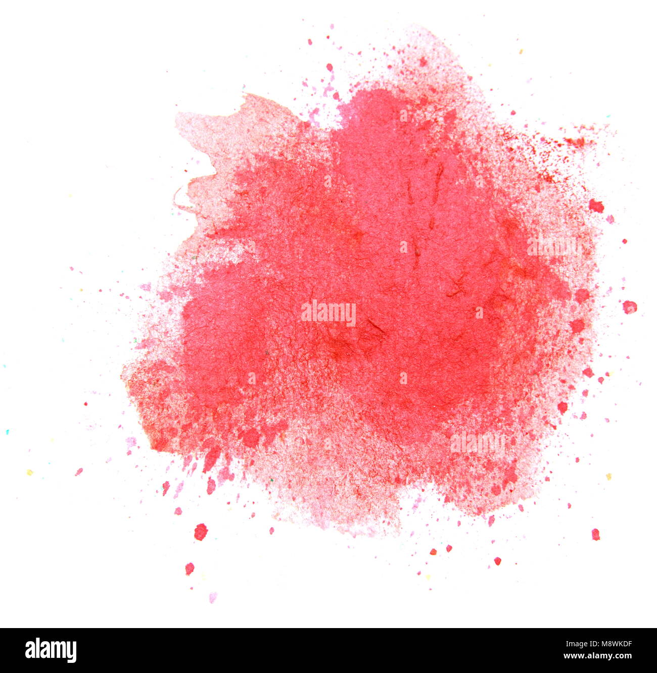 La texture aquarelle splash isolé sur fond blanc, des effets d'aquarelle, splash rouge Banque D'Images