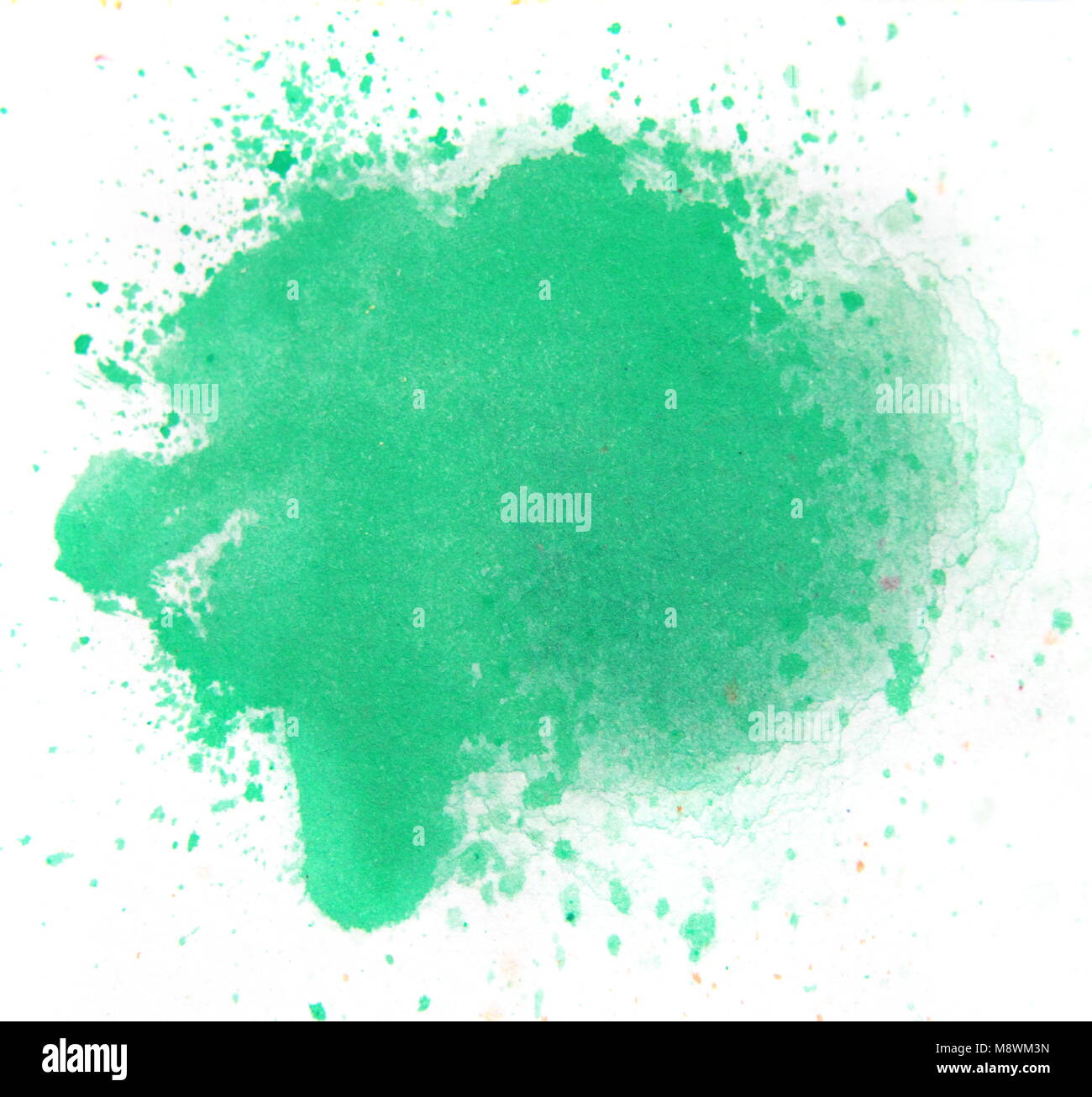 La texture aquarelle splash isolé sur fond blanc, des effets d'aquarelle, splash vert Banque D'Images