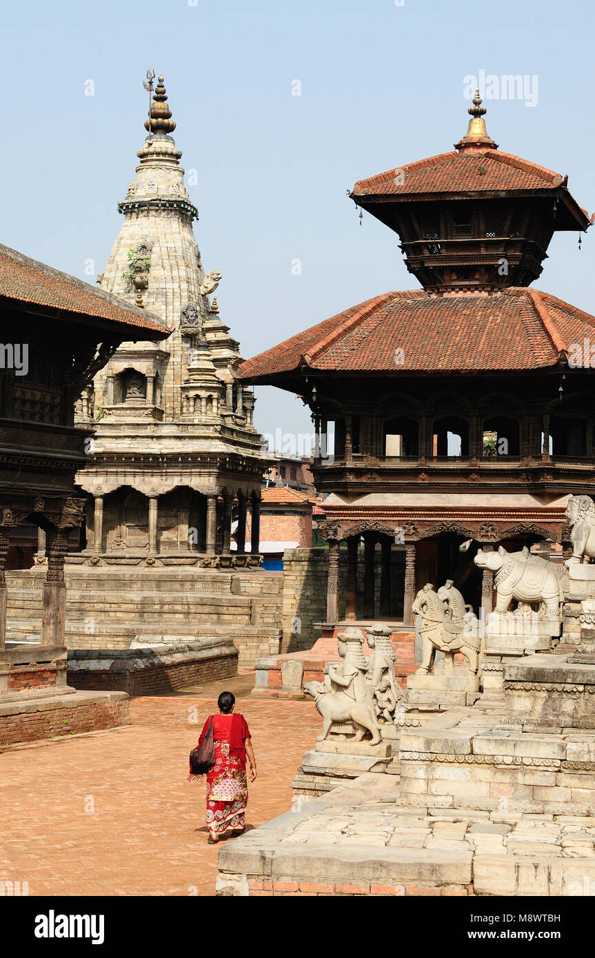 Vue sur le vieux quartier de la ville de Bhaktapur au Népal Banque D'Images