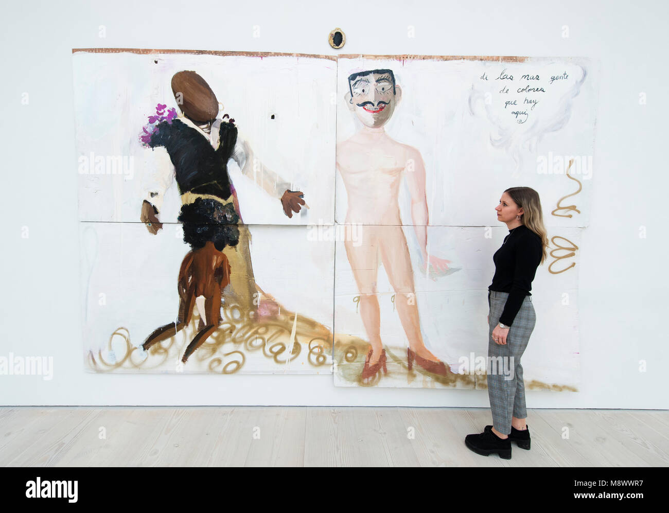 Saatchi Gallery, Londres, Royaume-Uni. 20 mars 2018. Les inconnues connues présente une sélection internationale de 17 artistes contemporains, nés entre 1966 et 1990, à partir de la collection de la Saatchi Gallery. Le titre fait référence à la situation des artistes dans le monde artistique dominant, tandis que le groupe est en grande partie inconnue, leurs pratiques respectives sont admirés par leurs pairs et artistique considéré comme pionnier. Credit : Malcolm Park/Alamy Live News. Banque D'Images