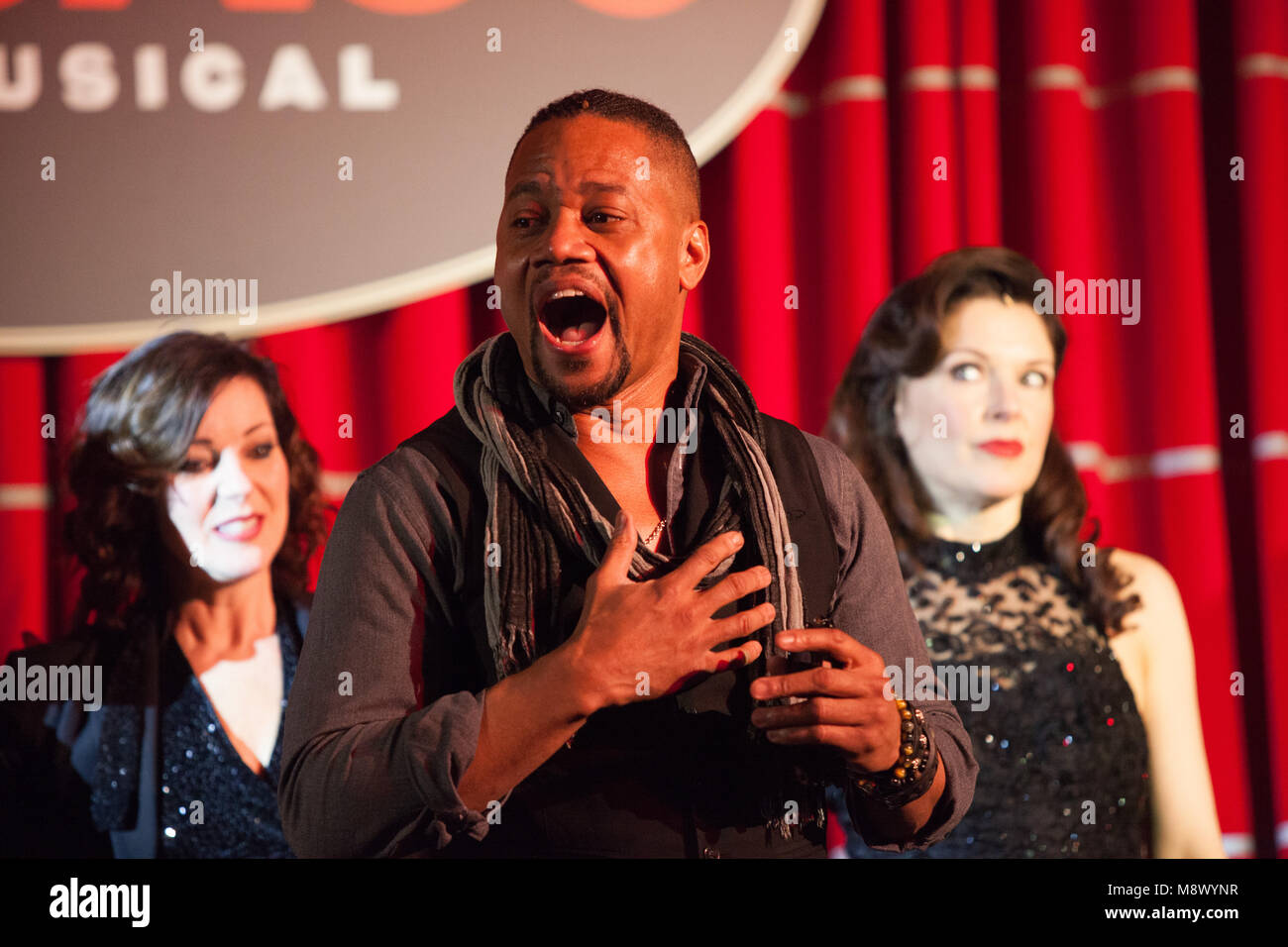 Londres, Royaume-Uni. Mar 20, 2018. Cuba Gooding Jr avec Ruthie Henshall et Josefina Gabrielle, les acteurs de la nouvelle renaissance de la comédie musicale Chicago pour la scène londonienne effectuer lors d'une conférence de presse aperçu. Crédit : Anna Watson/Alamy Live News Banque D'Images