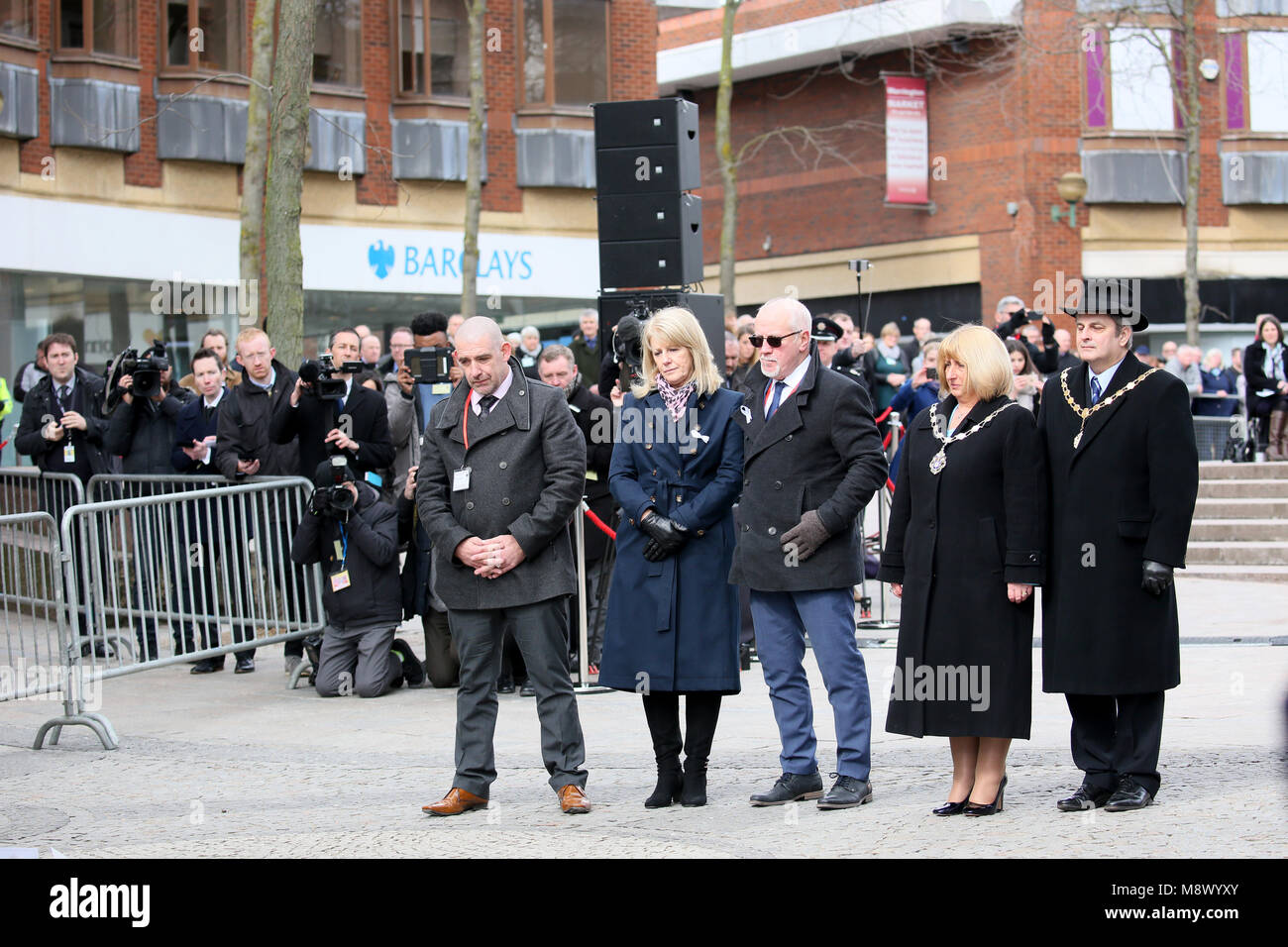 Warrington, Royaume-Uni. Mar 20, 2018. 25e anniversaire du mémoire de la bombe de l'IRA qui a tué Jonathan Ball et Tim Parry à Warrington, 20 mars 2018 (C)Barbara Cook/Alamy Live News Banque D'Images