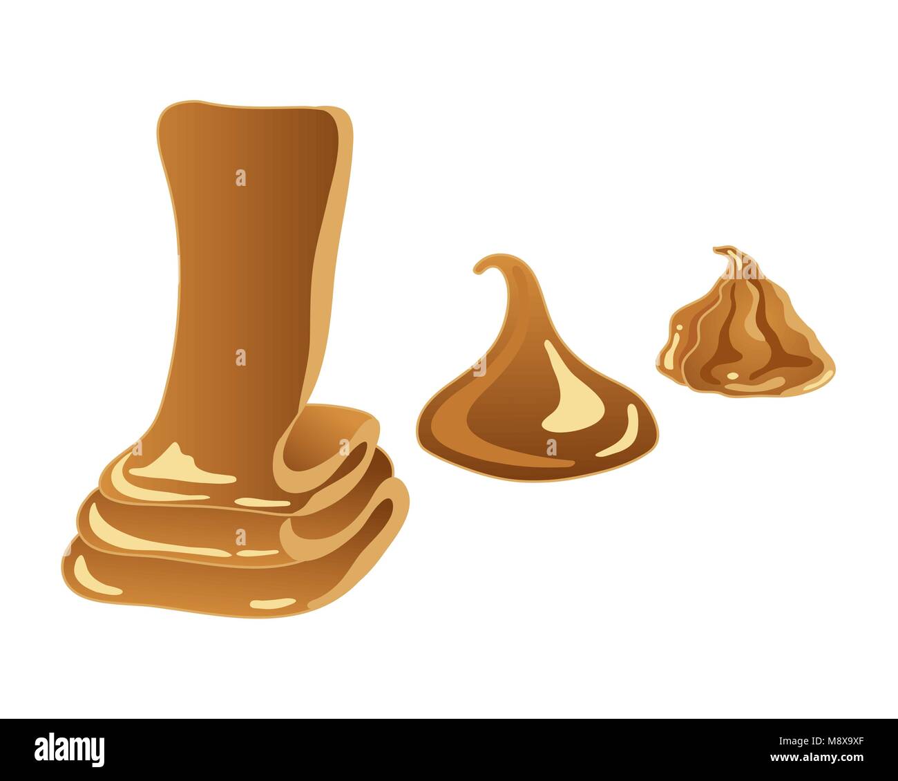 Un vecteur illustration en format eps 10 doux de caramel doré dans trois différentes formes sur un fond blanc Illustration de Vecteur