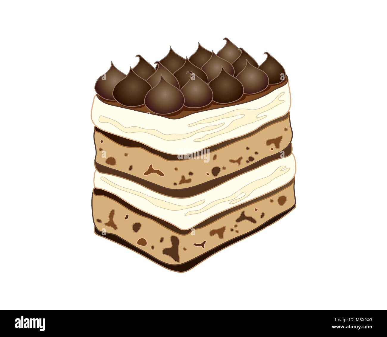 Un vecteur illustration en eps 10 format d'un gâteau tiramisu classique Café avec décoration d'ambiance sur fond blanc Illustration de Vecteur