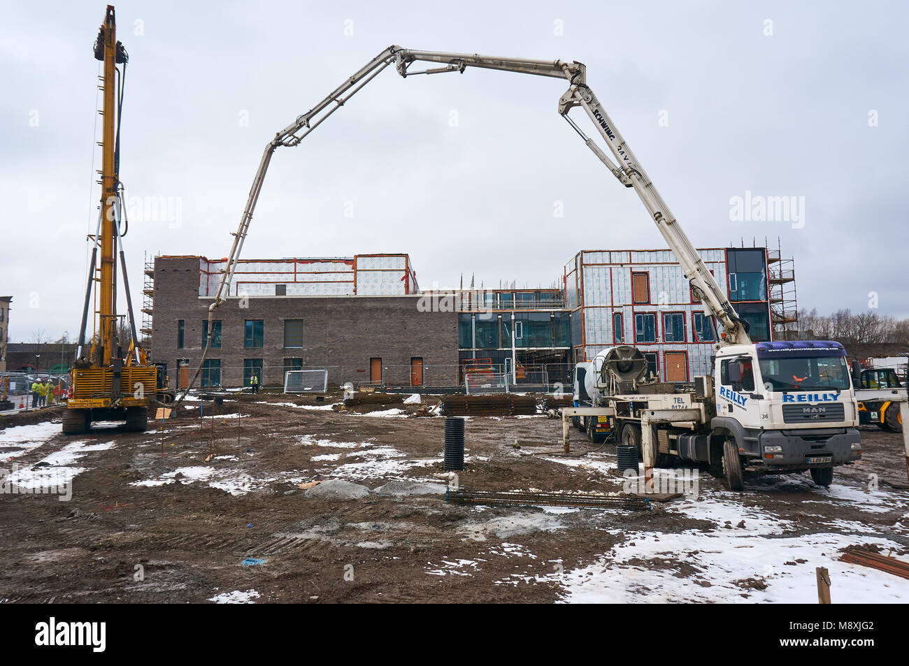 Les travaux de construction sur le nouveau centre de santé à New Gorbals, Glasgow. Banque D'Images