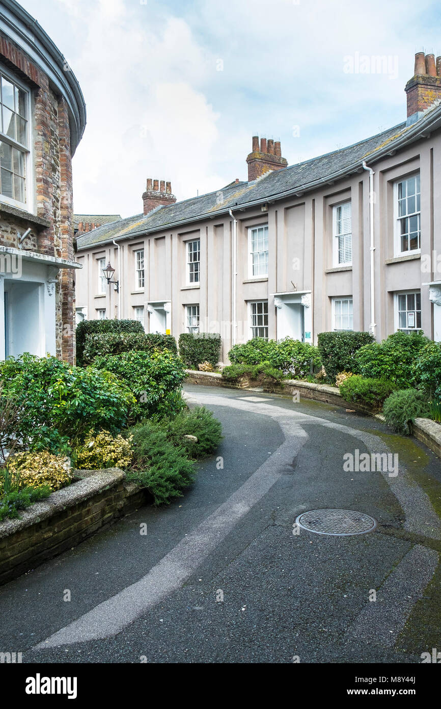 Le quartier historique de Walsingham Place dans le centre-ville de Truro Cornwall. Banque D'Images