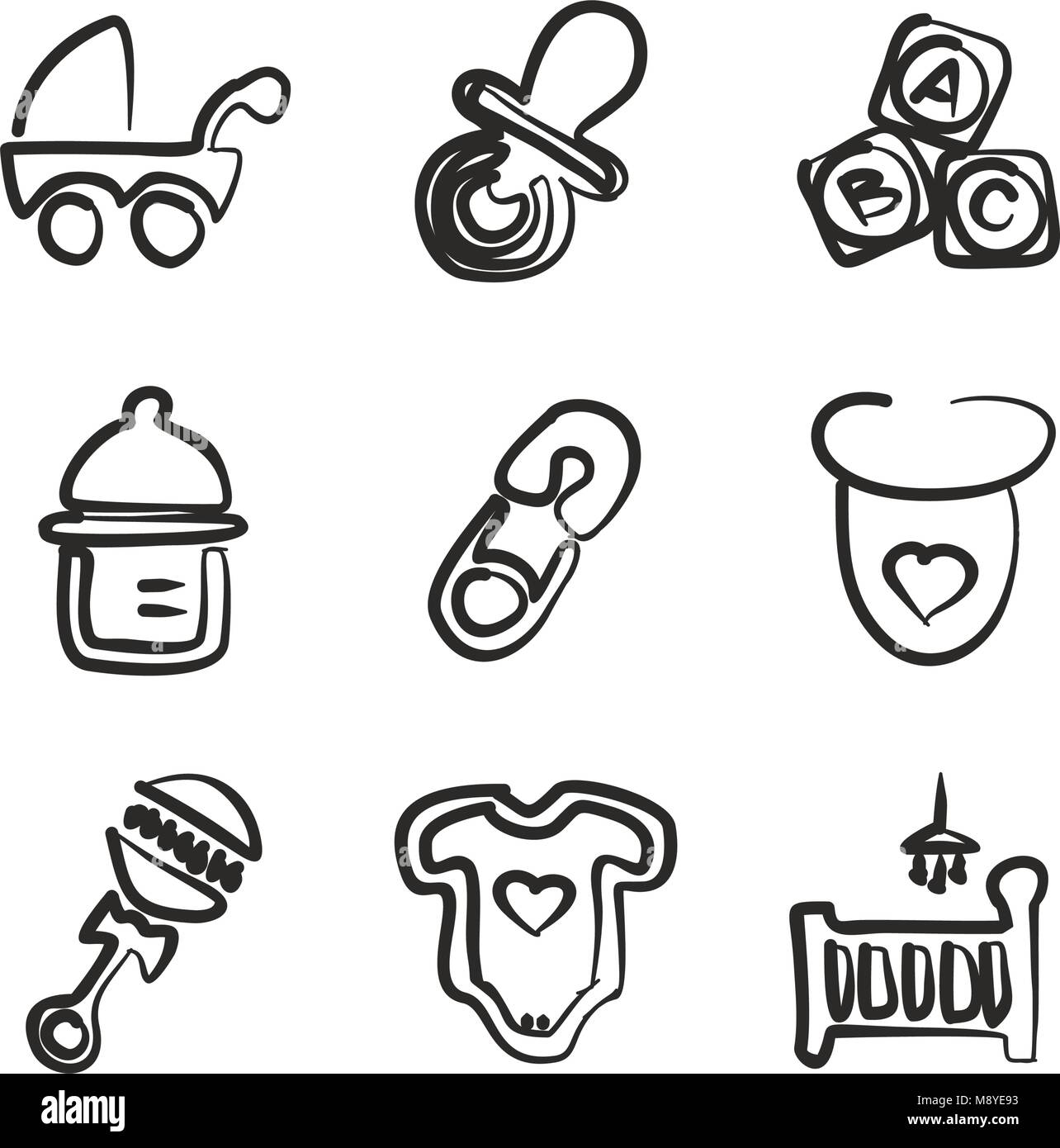 Fonds de Freehand Icônes Illustration de Vecteur