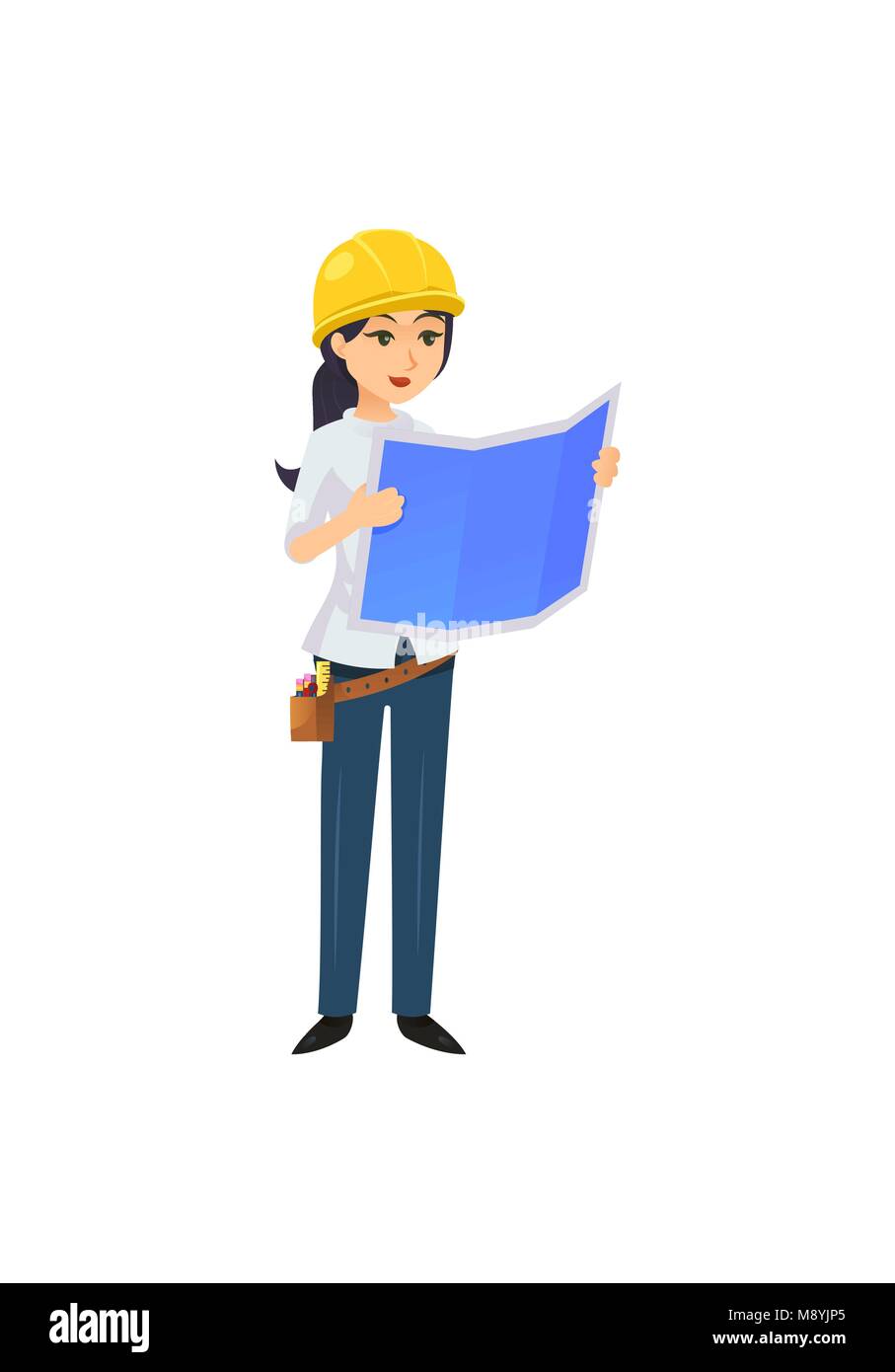 Caractère de femme professionnelle dans un casque de chantier Image  Vectorielle Stock - Alamy
