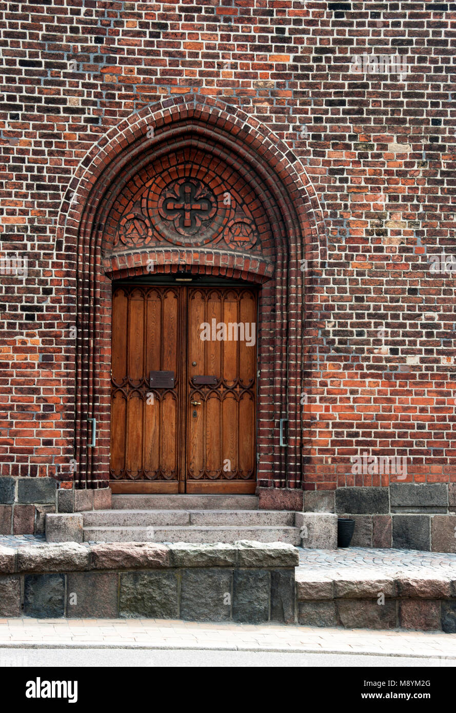 Odense, Skt Albani porte de l'Église, Flakhaven, Danemark, Banque D'Images