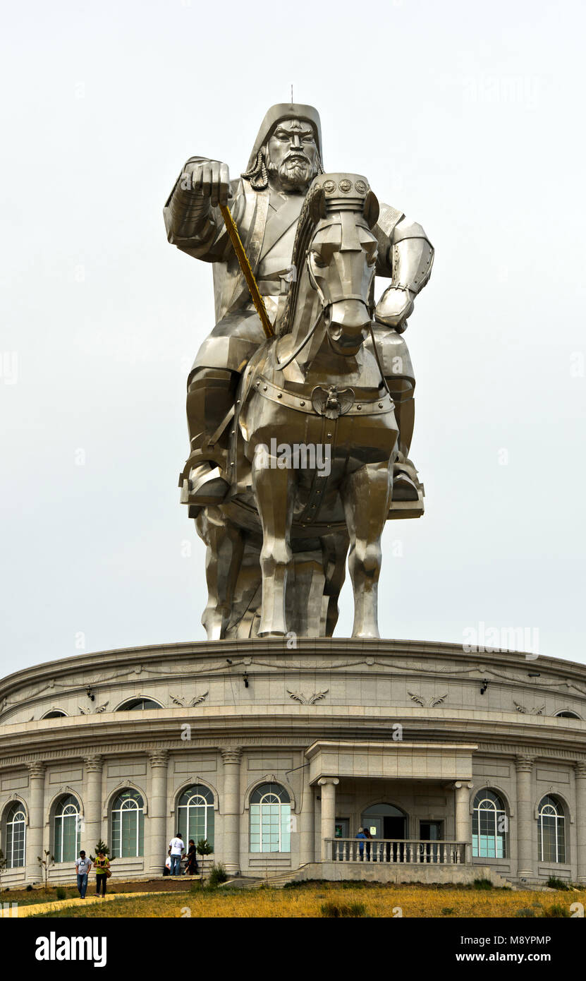 Gengis Khan Statue équestre, Chinggis Khaan, Tsonjin Boldog complexes Statue, Mongolie Banque D'Images