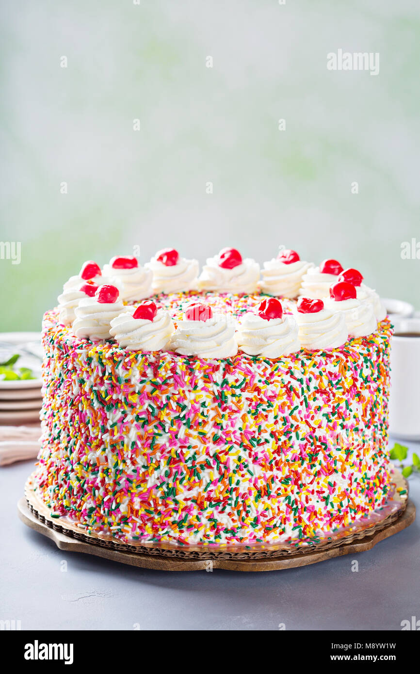 Gâteau d'anniversaire recouvert de Nutrifer Banque D'Images