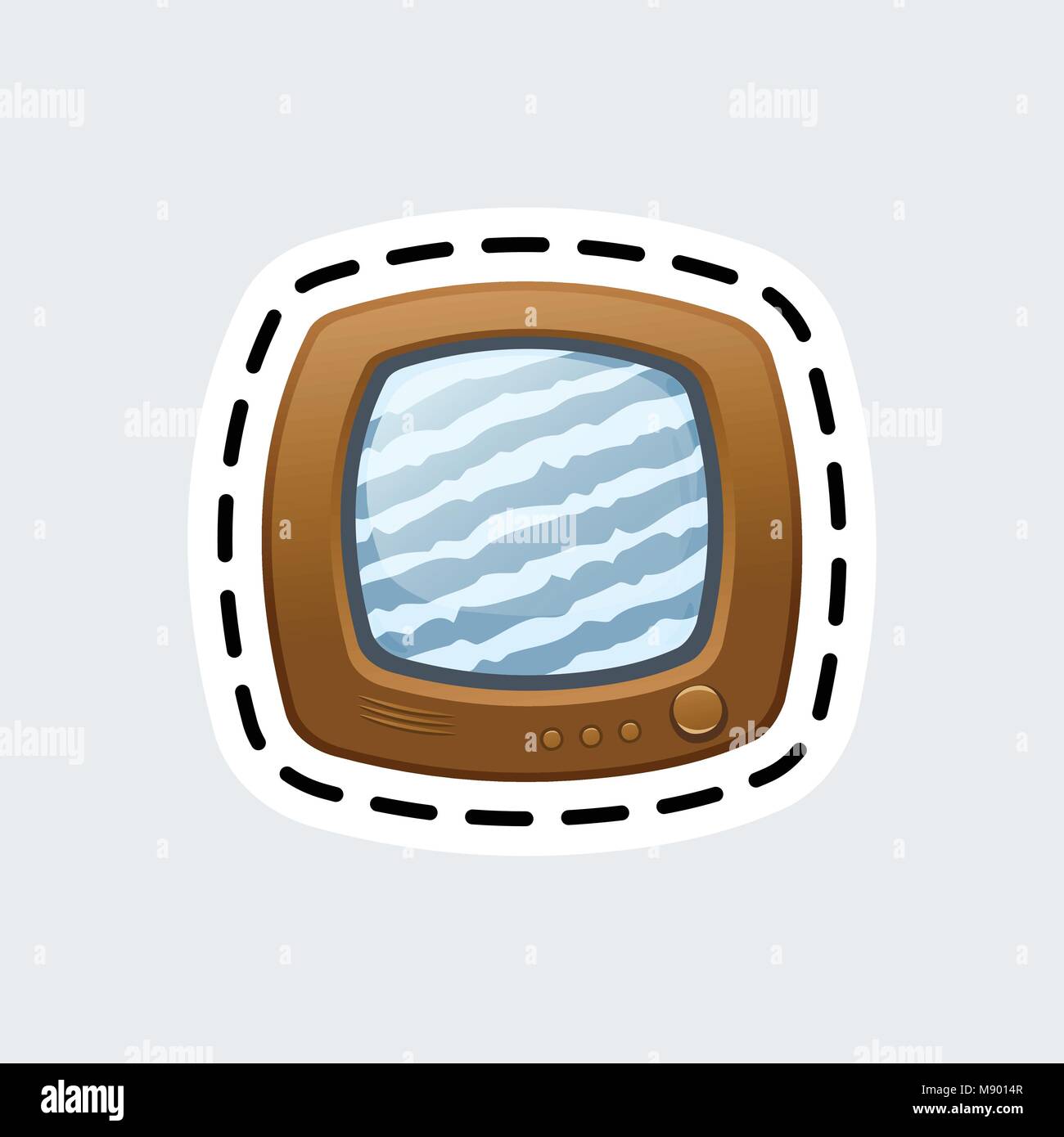 Cartoon vintage tv dans patch style. Clip Art pour autocollant ou code pin. Illustration de Vecteur
