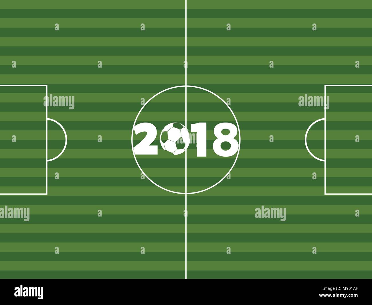 Football Soccer vert au pas avec ballon fond décoré de 2018 Illustration de Vecteur