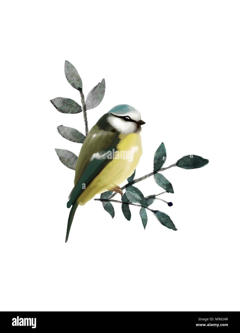 Petit Mignon Oiseau Sur Une Branche Avec Des Feuilles