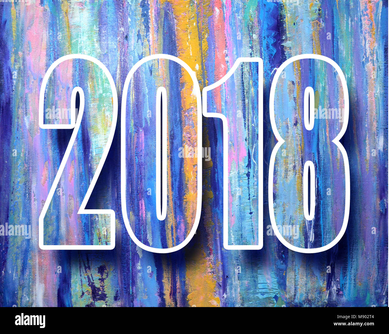 2018 Nouvelle année d'ouverture. Bonne année 2018 poster décoration carte. Vintage abstract affiche colorée. Banque D'Images