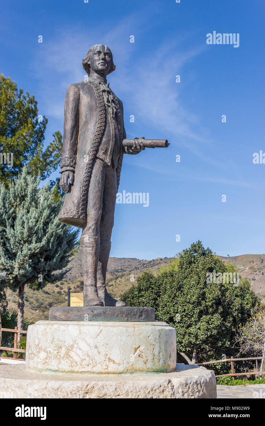 Macharaviaya, Malaga, Espagne. Statue de Vicente Bernardo de Gálvez y Madrid, vicomte de Galveston et comte de Gálvez, 1746 - 1786. Militaire espagnol Banque D'Images