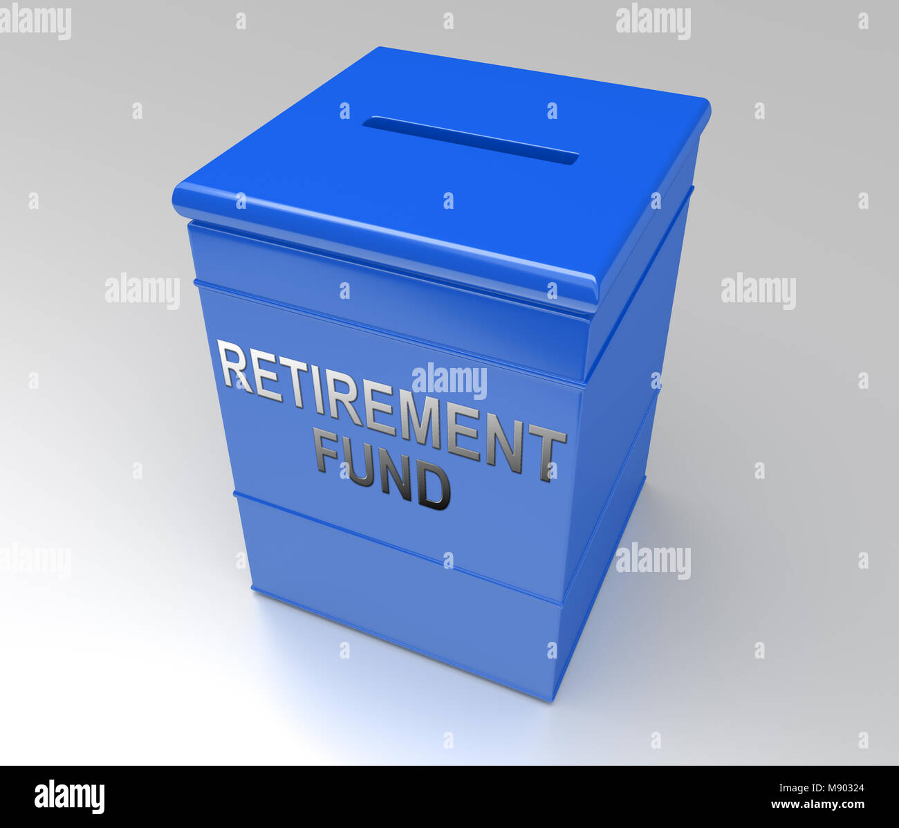 3d illustration représentant un argent bleu fort avec une caisse de retraite concept. Banque D'Images