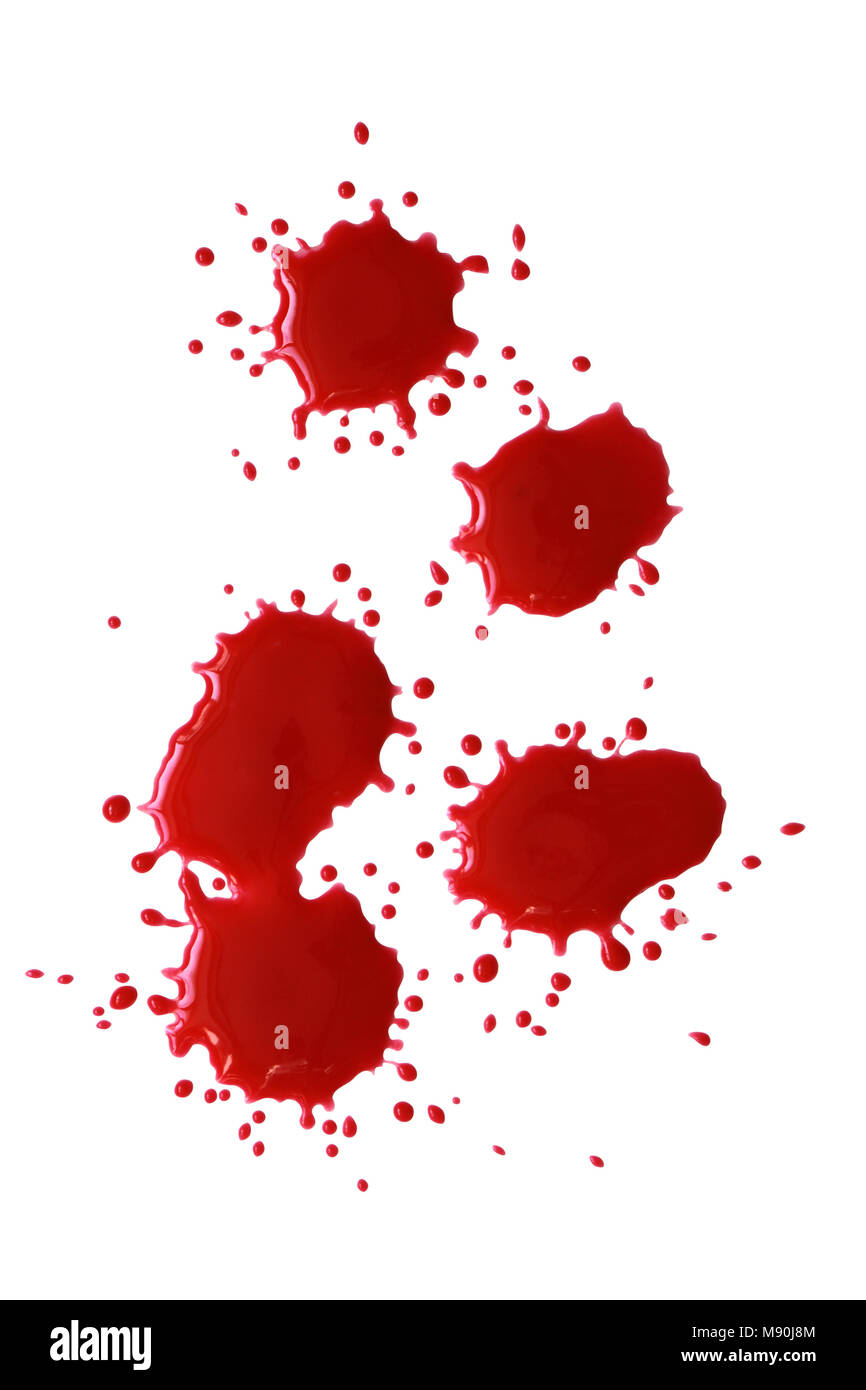 Bloody Red blots isolé sur fond blanc avec clipping path Banque D'Images