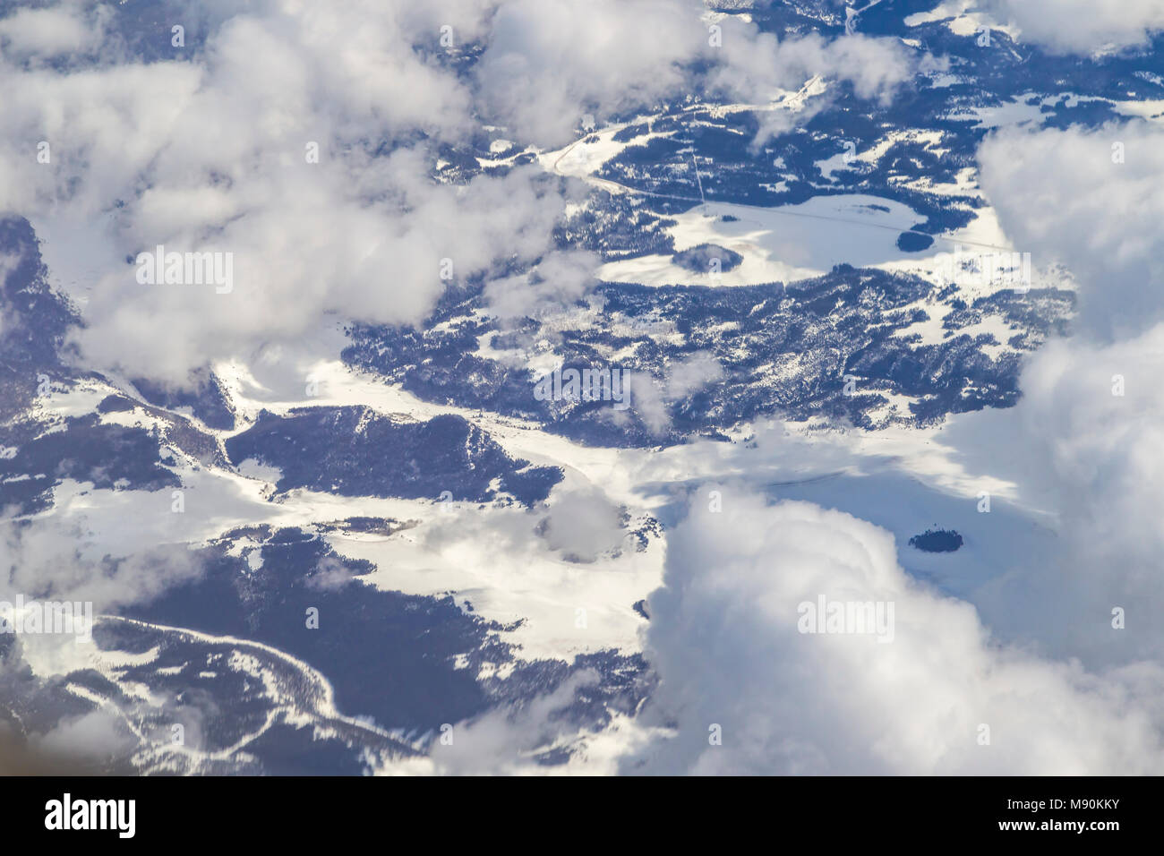Avis de Virgin Atlantic sur le chemin de l'aéroport de Gatwick, North terminal à Las Vegas en regardant par la fenêtre à partir de 35 000 pieds. Banque D'Images