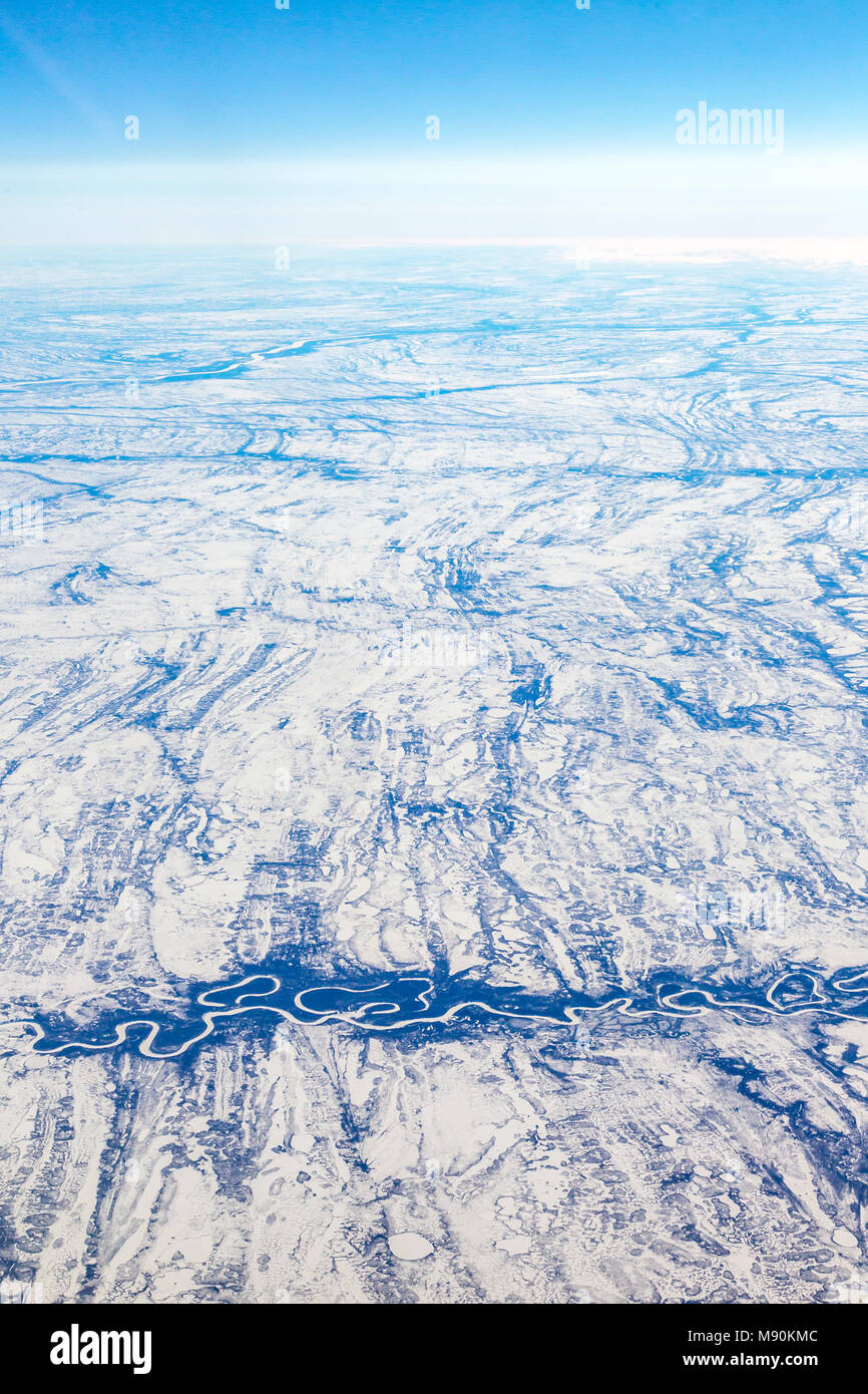 Avis de Virgin Atlantic sur le chemin de l'aéroport de Gatwick, North terminal à Las Vegas en regardant par la fenêtre à partir de 35 000 pieds. Banque D'Images