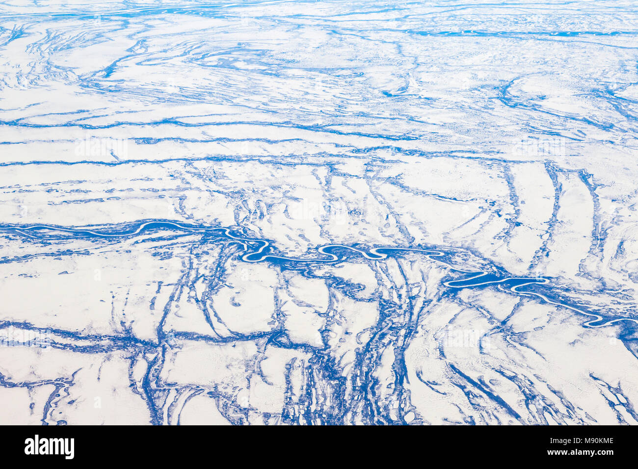Avis de Virgin Atlantic sur le chemin de l'aéroport de Gatwick, North terminal à Las Vegas en regardant par la fenêtre à partir de 35 000 pieds. Banque D'Images