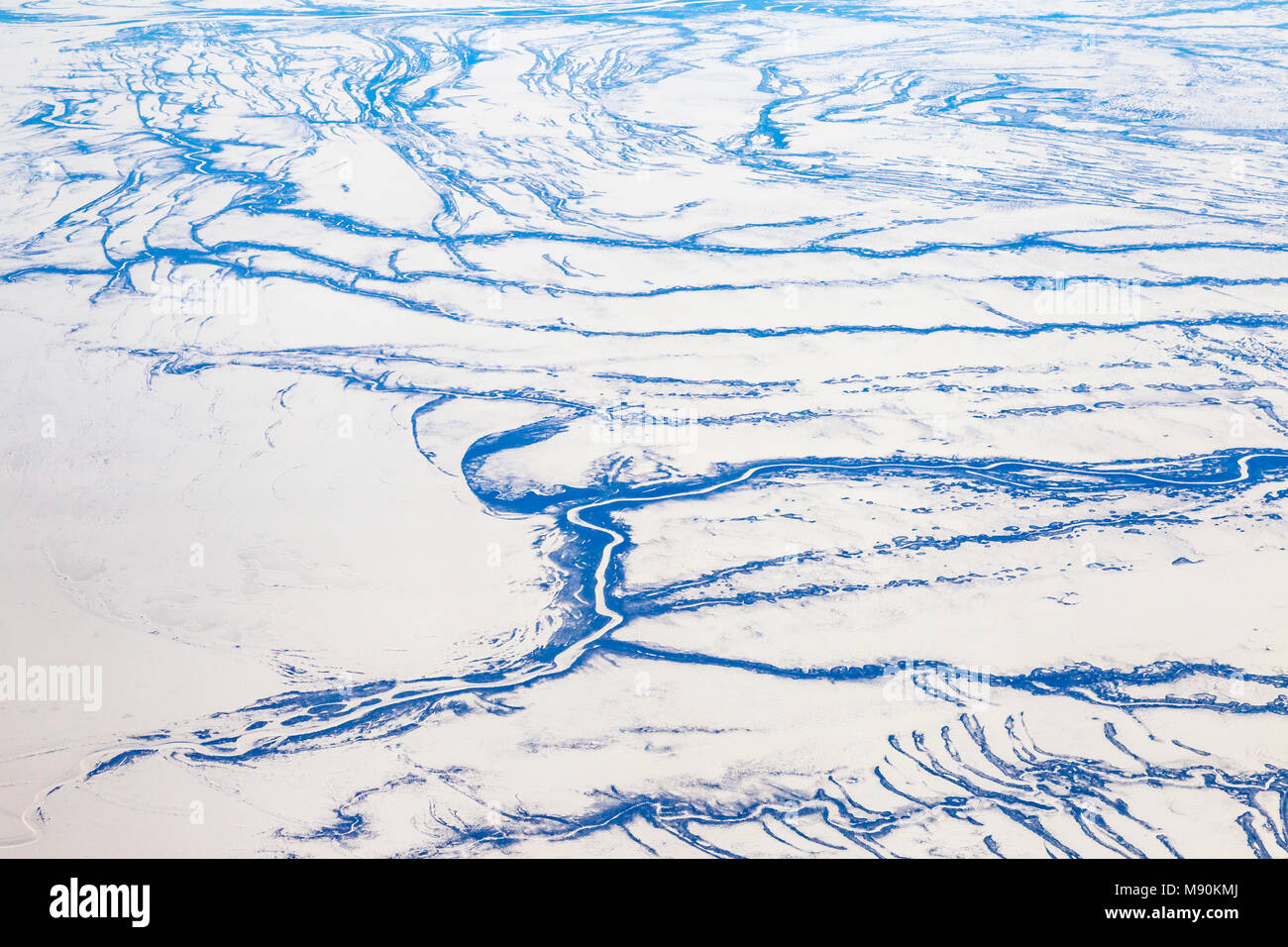Avis de Virgin Atlantic sur le chemin de l'aéroport de Gatwick, North terminal à Las Vegas en regardant par la fenêtre à partir de 35 000 pieds. Banque D'Images