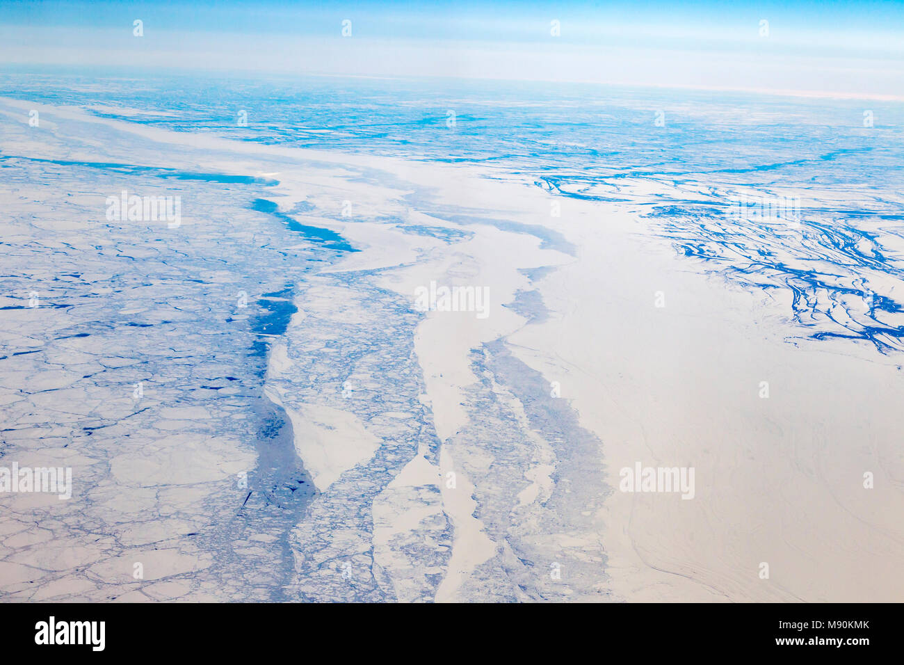 Avis de Virgin Atlantic sur le chemin de l'aéroport de Gatwick, North terminal à Las Vegas en regardant par la fenêtre à partir de 35 000 pieds. Banque D'Images