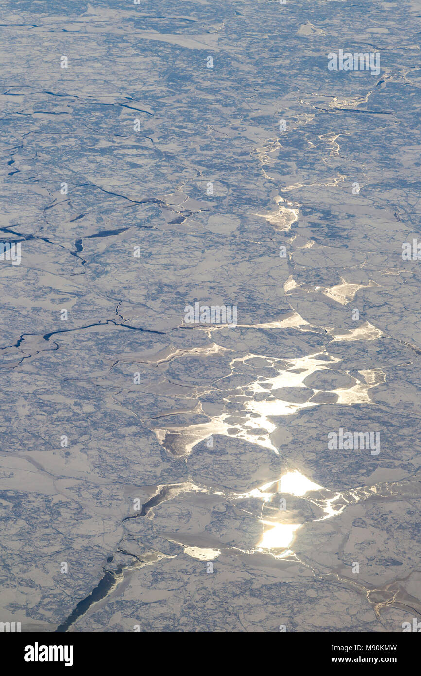 Avis de Virgin Atlantic sur le chemin de l'aéroport de Gatwick, North terminal à Las Vegas en regardant par la fenêtre à partir de 35 000 pieds. Banque D'Images