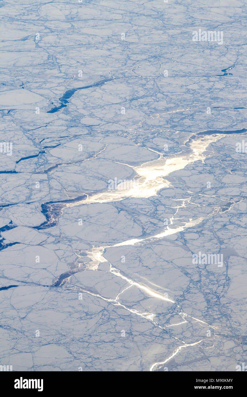 Avis de Virgin Atlantic sur le chemin de l'aéroport de Gatwick, North terminal à Las Vegas en regardant par la fenêtre à partir de 35 000 pieds. Banque D'Images