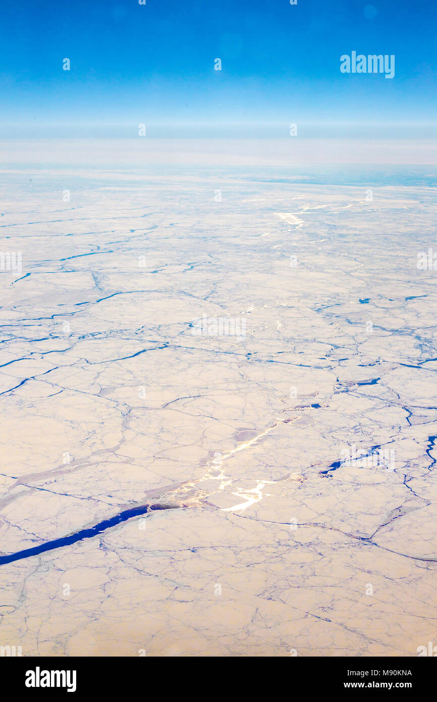 Avis de Virgin Atlantic sur le chemin de l'aéroport de Gatwick, North terminal à Las Vegas en regardant par la fenêtre à partir de 35 000 pieds. Banque D'Images