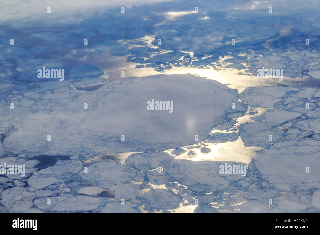 Avis de Virgin Atlantic sur le chemin de l'aéroport de Gatwick, North terminal à Las Vegas en regardant par la fenêtre à partir de 35 000 pieds. Banque D'Images