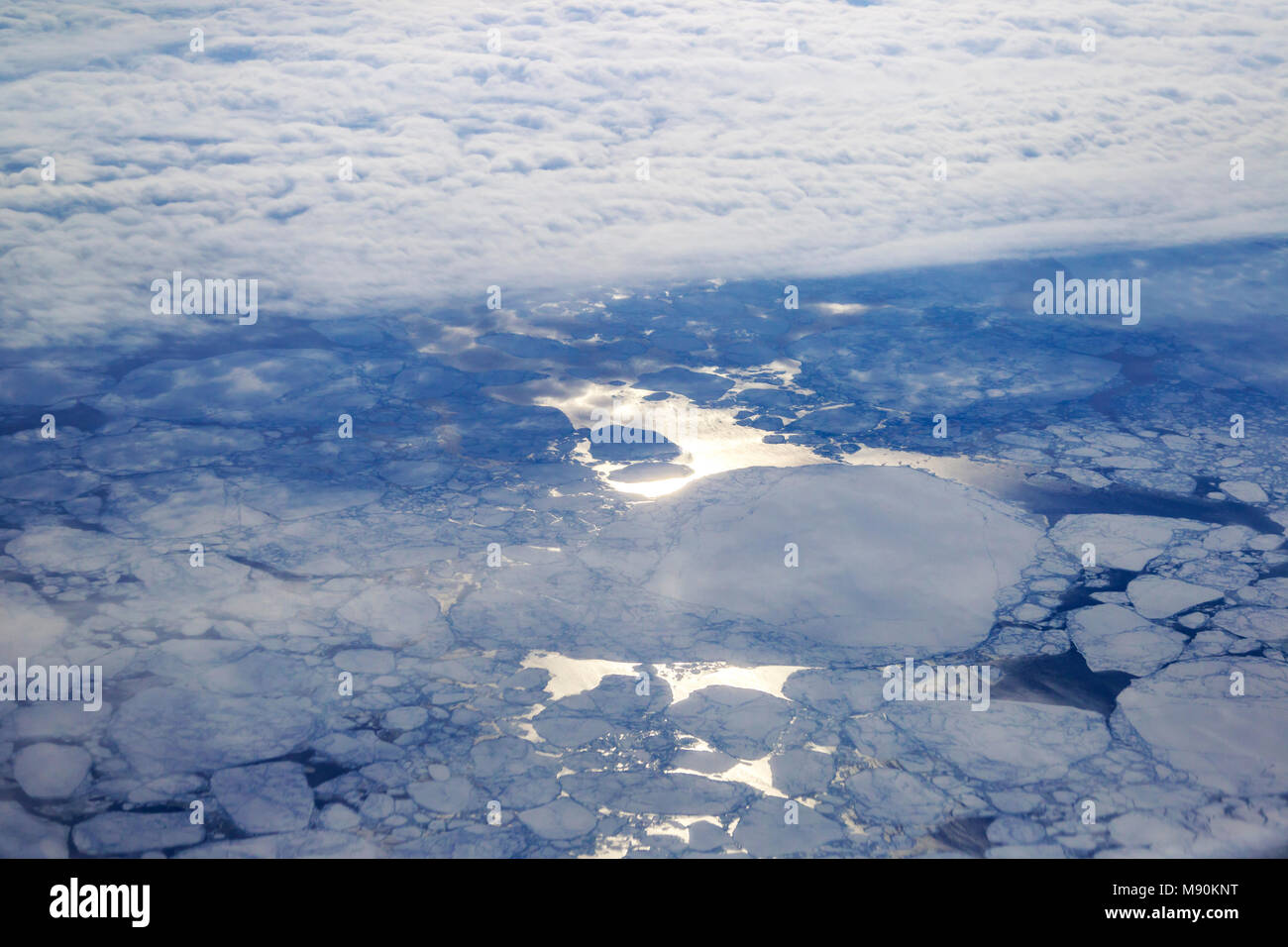 Avis de Virgin Atlantic sur le chemin de l'aéroport de Gatwick, North terminal à Las Vegas en regardant par la fenêtre à partir de 35 000 pieds. Banque D'Images