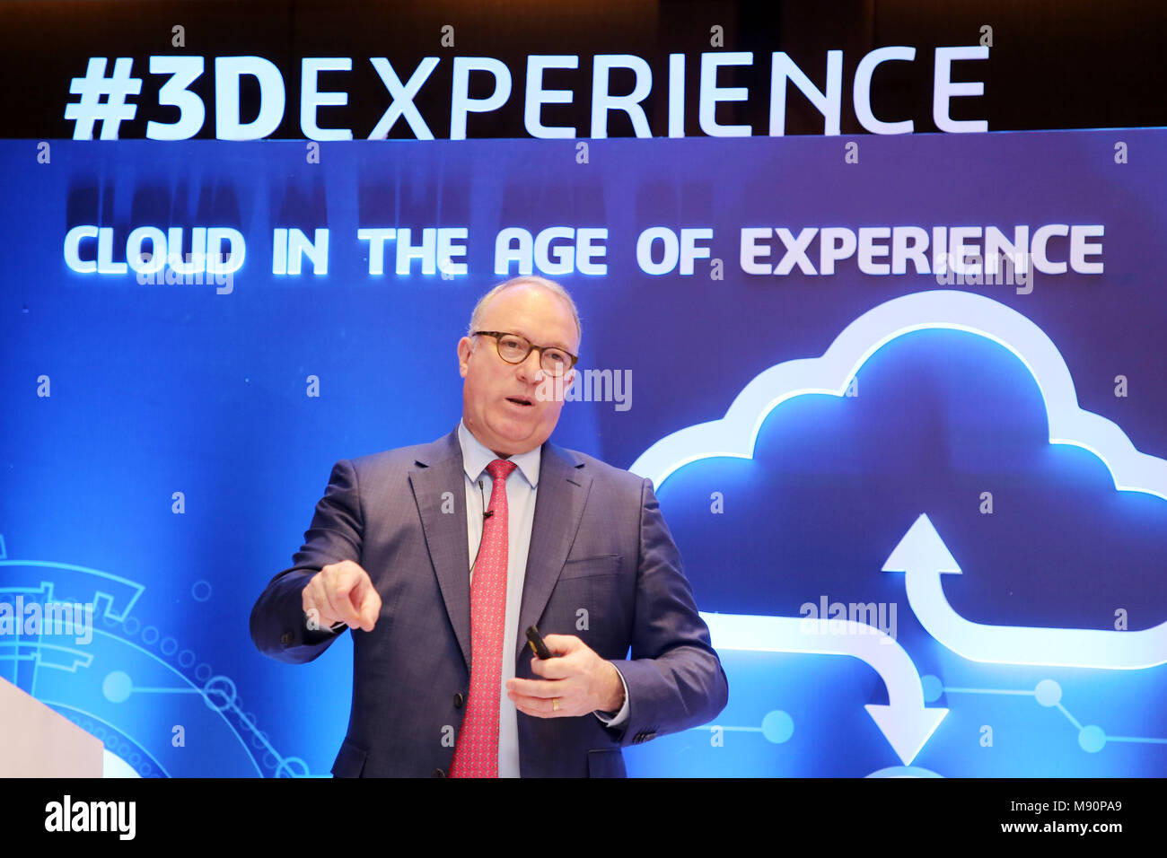 New Delhi, Inde. Apr 20, 2018. Sylvain Launrent, Vice-président exécutif, Dassault Systèmes d'information pour les médias Crédit : Jyoti Kapoor/Pacific Press/Alamy Live News Banque D'Images