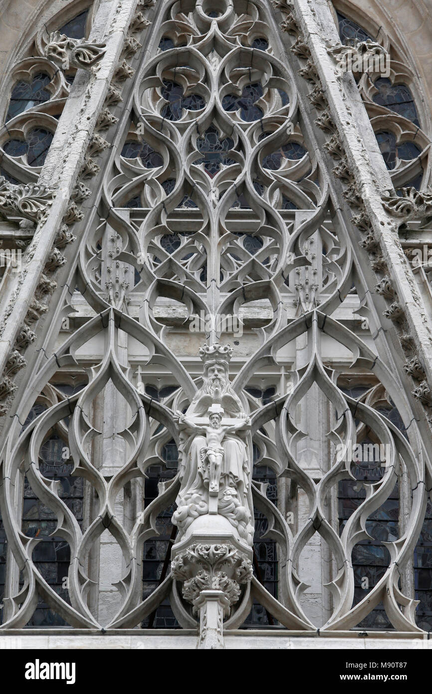 Cathédrale Notre-Dame, Rouen, France. Détail de la faade. Banque D'Images