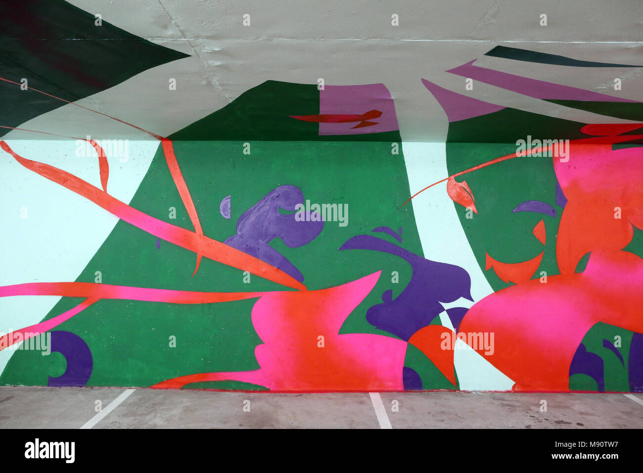 2 KM 3 Saint-Gervais Mont-Blanc art contemporain plate-forme. L'art de rue travail réalisé par l'artiste français Jaw. Banque D'Images