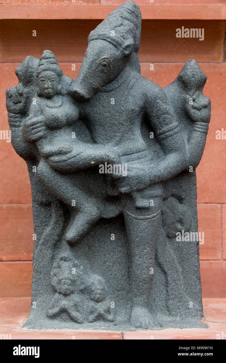 Musée national de l'Inde, Delhi. Sanglier Varaha (incarnation de Vishnu). Pallava, 9ème siècle A.D. l'Inde du Sud. Pierre. L'Inde. Banque D'Images