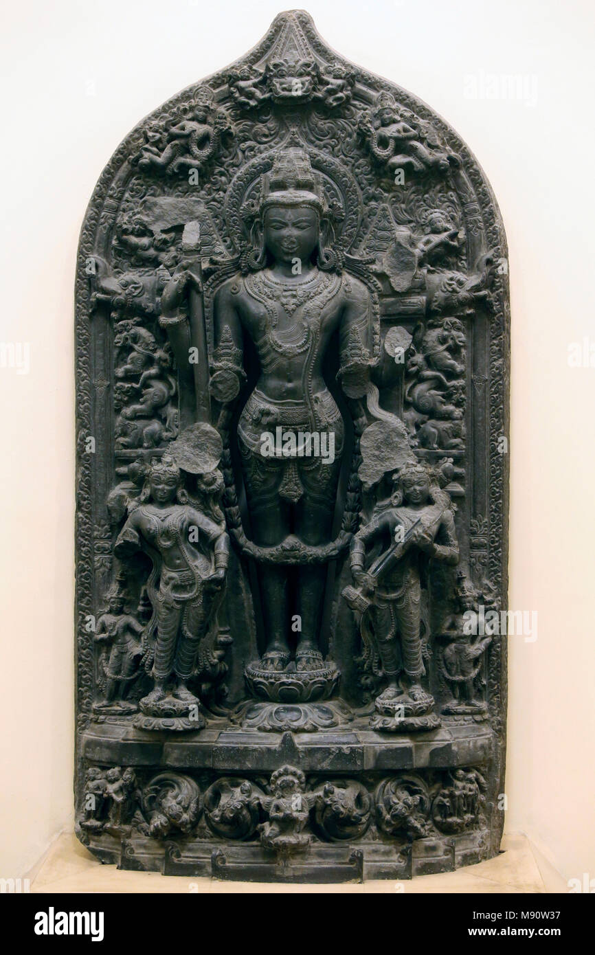 Musée national de l'Inde, Delhi. Vishnu. 11ème siècle A.D., Pala du Bengale occidental. Pierre. L'Inde. Banque D'Images