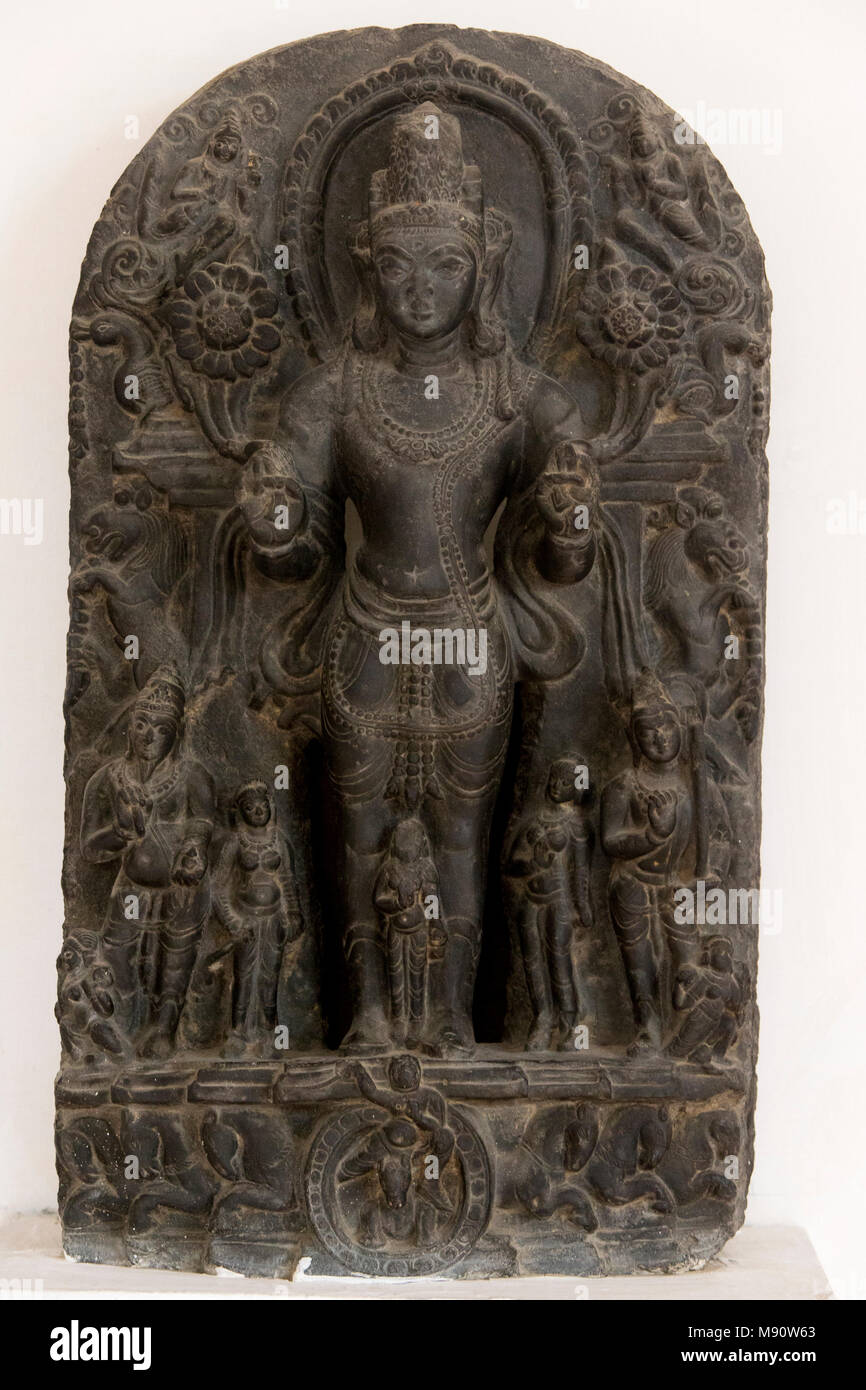 Musée national de l'Inde, Delhi. Surya (le dieu Soleil). 11ème siècle A.D., Pala Bihar. Pierre. L'Inde. Banque D'Images