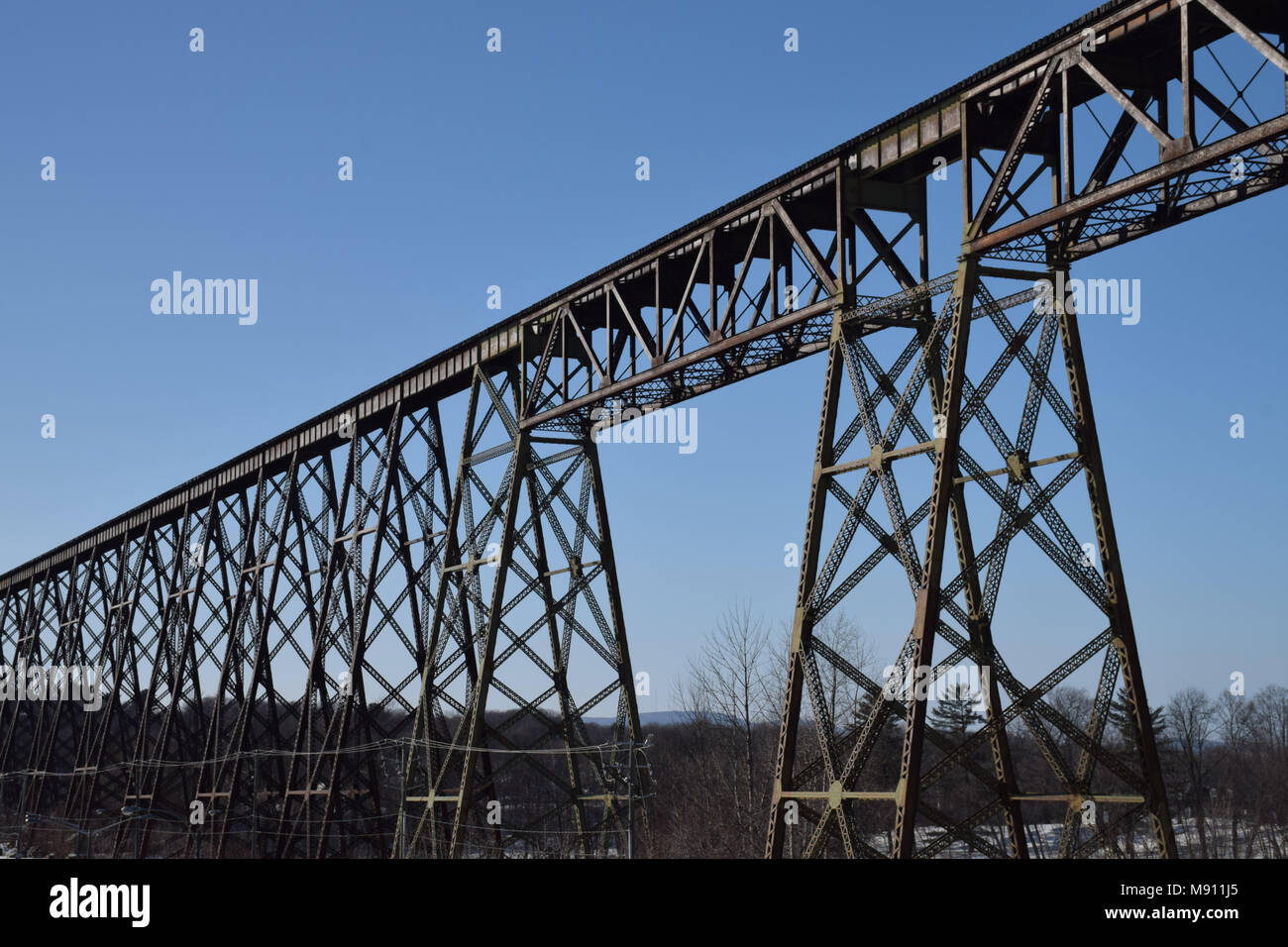 Vieux pont de chemin de fer en acier, Québec, Canada Banque D'Images