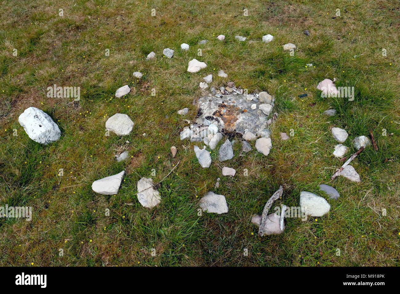 L'Irlande. Ardgroom Stone Circle. Péninsule de Beara. Des vestiges de rituels de 'modern celtes''. Banque D'Images