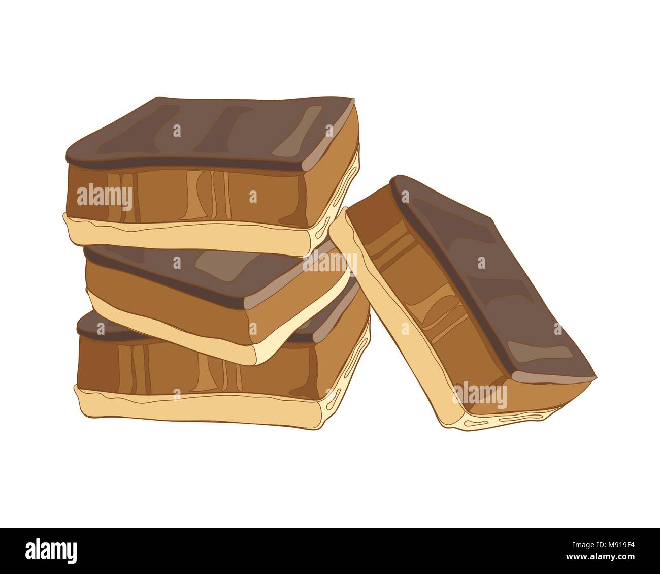 Un vecteur illustration au format eps d'un empilement de sablés au caramel avec une garniture au chocolat autrement connu comme millionaire shortbread Illustration de Vecteur