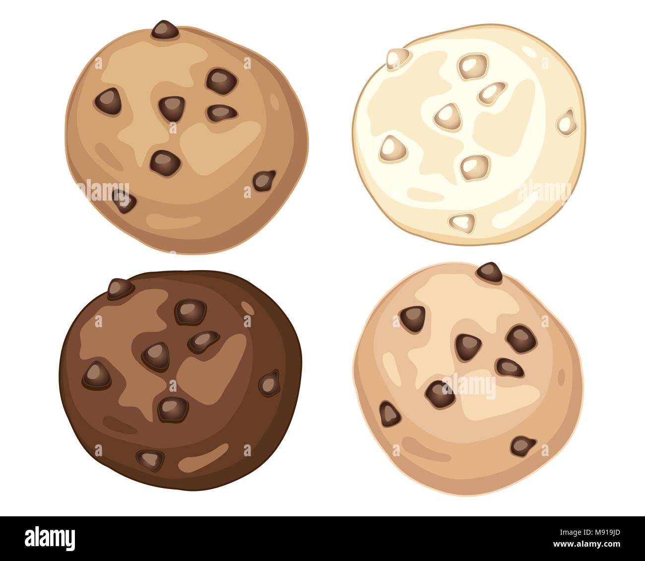 Un vecteur illustration en eps 10 format d'une publicité visuelle pour la maison de biscuits aux pépites de chocolat au lait et chocolat blanc sur un fond blanc Illustration de Vecteur
